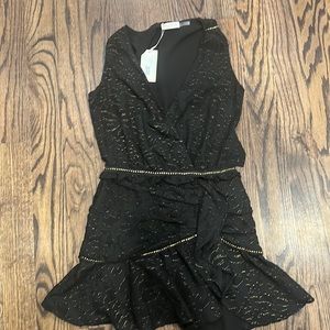 RAMY BROOK Gorgeous black dress gold pattern and beads size 0